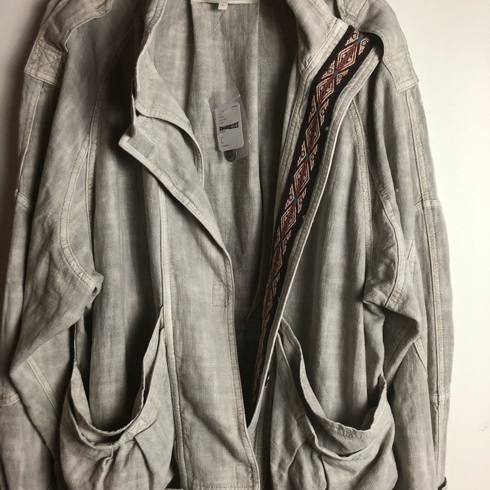 ** SOLD ** SOLD **FREE PEOPLE NWT Bomber Jacket Oatmeal color Size L - Picture 8 of 12